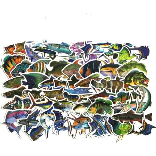 10/50Pcs Outdoors Fisherman Go Fishing Fashion Fish Stickers for Mobile Phone Laptop Luggage Skateboard Box Tank Sticker