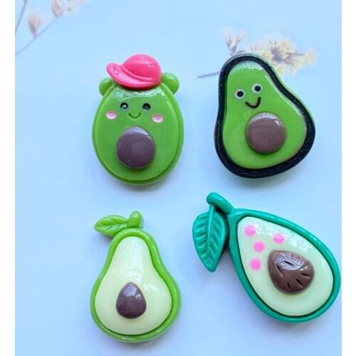 10Pcs New Mix Lovely Cartoon Avocados Resin Flatback Cabochon Scrapbook Kawaii Embellishments Accessories J27