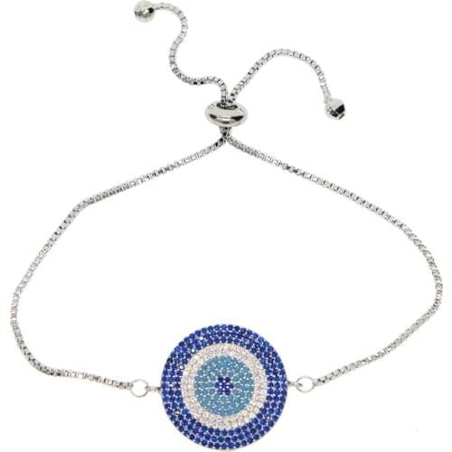 2018 adjustable size Elegant women luxury fashion jewelry blue CZ box chain slider ladies girl big disco charm zirconia bracelet