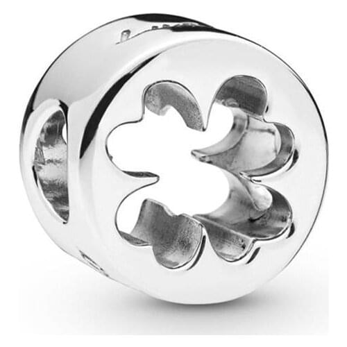 2019 New Original 925 Sterling Silver Bead Clover Cut Out Charm Fit Pandora Bracelet Bangle DIY Women Jewelry