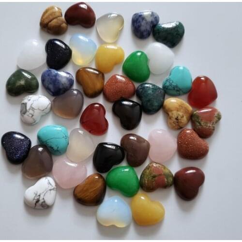 2021 hot 1pcs/lot natural stone beads tiger eye crystal agates heart shape cab cabochons For DIY Jewelry Making 15x18mm No Hole