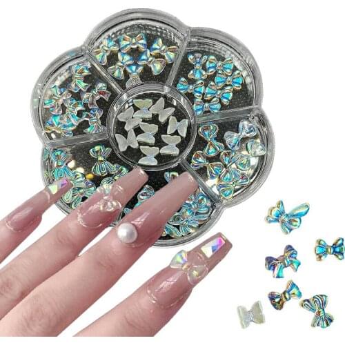 42Pcs 3D Acrylic Butterfly Bowtie Nail Charms Resin Charm Jewelry For Nail Art Designs DIY Crafting Accessories