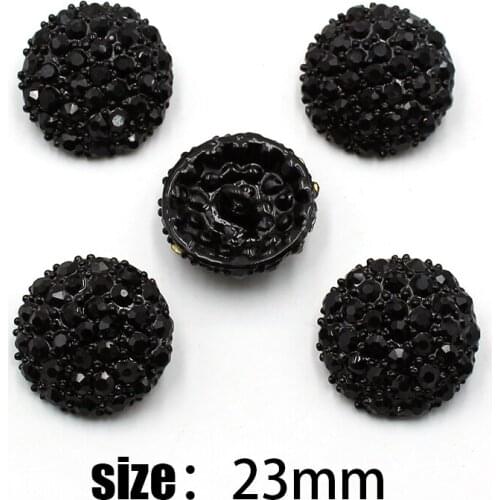 New 5Pcs 23mm round alloy black rhinestones fine buttons creative clothing decoration coat coat buckle DIY jewelry accessories