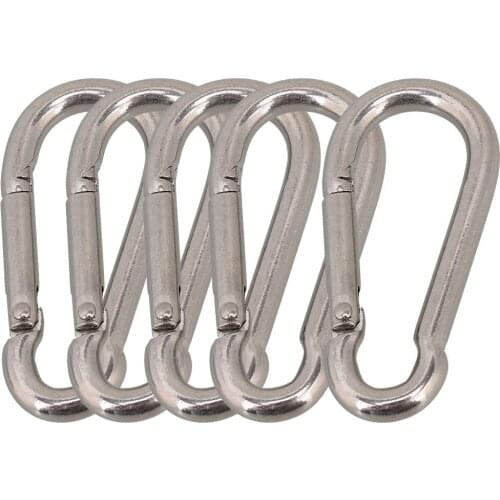 5PCS 304 Stainless Steel Spring Loaded Gate Snaps Carabiners Quick Link Locks Ring Hooks