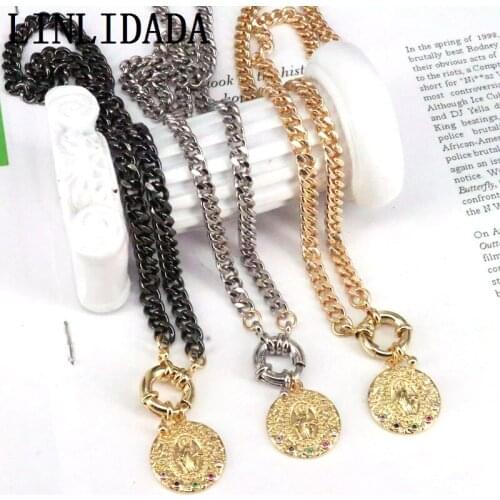 5Pcs Religion pendant necklace zircon jewelry necklace for women mix colors link chain necklace collar jewelry for women