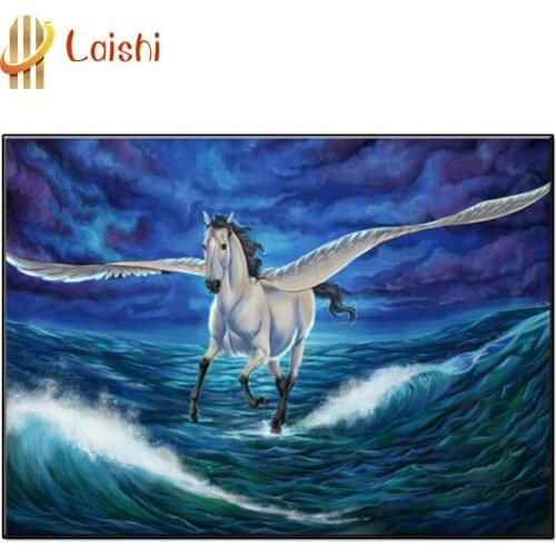 5D Abstract doodle horse with wings full circle character diamond painting Mosaic cross stitch Mosaic home decoration wall paste