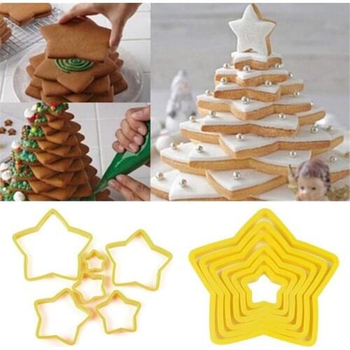 6pcs Five-pointed Star Shape Cake Cookie Biscuit Baking Molds Mousse Cake Decorating Fondant Cutters Tools Cookie Printing