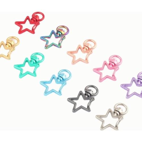 8mm Pink Star Swivel Clasps Claw Keychain Base Purse Bag Handbag Hardware Clip Hook Strap Trigger Jewelry Charm Webbing Clasps