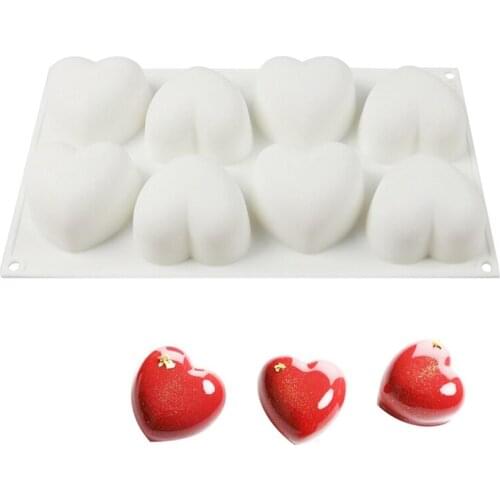 8 Heart Mousse Cake Mold French Dessert Silicone Mold Valentines Day Chocolate Jelly Baking Tools Cake Decorating Tool