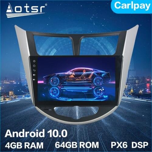 Aotsr Android 10.0 4+64G Car Radio GPS Navigation For Hyundai Accent Verna Full Touch Car Stereo Video HD Multimedia DVD Player