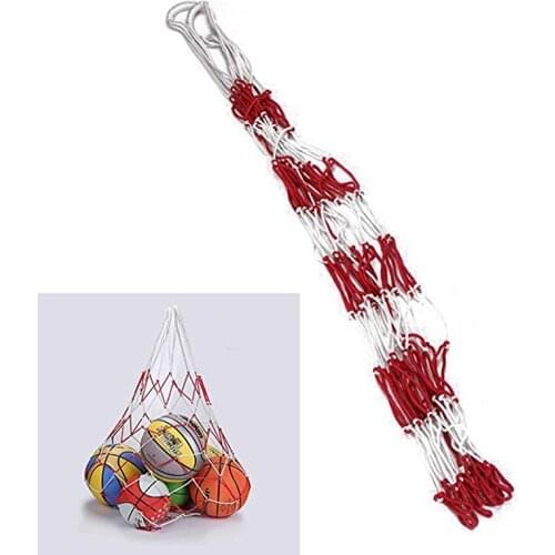 Outdoor Basketball Baskets Football Volleyball Large Nylon Red + White Braided Mesh Net Bag Sports Accessories