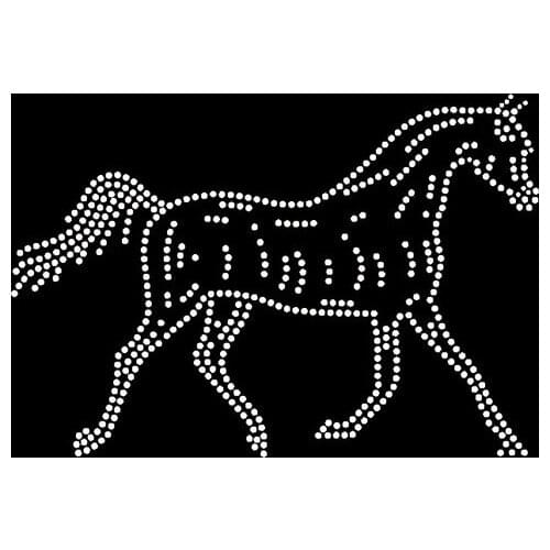Free shipping Horse Walks Rhinestone Transfer Iron On design made in China in super quality