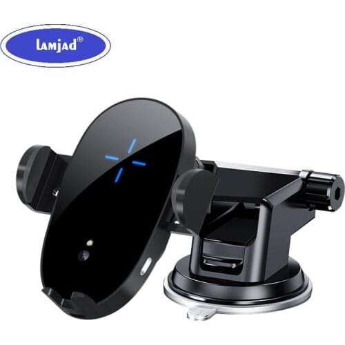 15W Wireless Charger Car Phone Mount Magnet Holder Qi Induction Sensor Fast Charging Stand Mount For Samsung iPhone 12 Pro Max