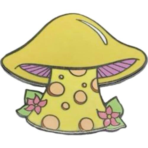 Yellow mushroom pin flowers brooch woodland forest plants badge mycology jewelry nature lover gift