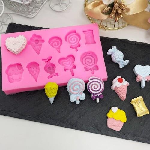Lollipop cone modeling silica gel mold chocolate sugar cake decoration baking tools hand clay mold silicone mold