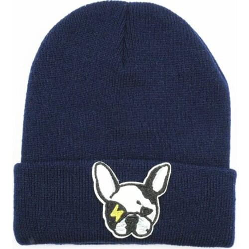 Cartoon dog embroidery Thicken knitted hat winter warm hat Skullies cap beanie hat for men and women 193