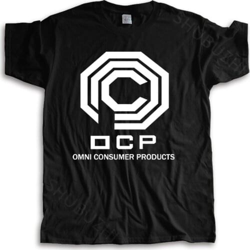 Men o-neck tshirt fashion brand t-shirt black new Robocop OCP Classic Movie Logo T Shirt ED209 Retro Vintage Original