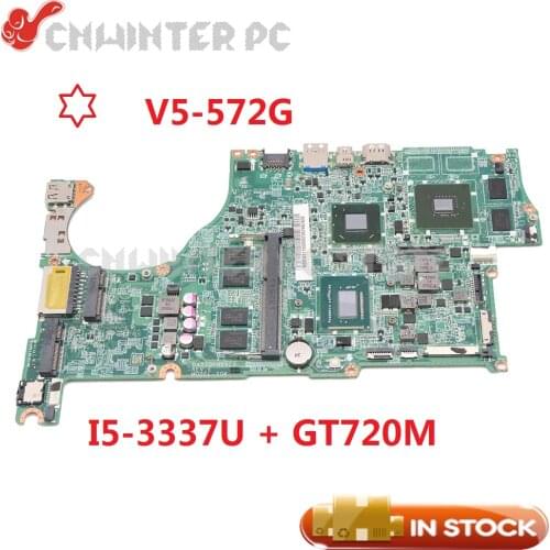 NOKTION For Acer aspire V5-572 V5-472P Laptop motherboard DA0ZQKMB8E0 NBMA311003 NB.MA311.003 I5-3337U CPU GT720M graphics