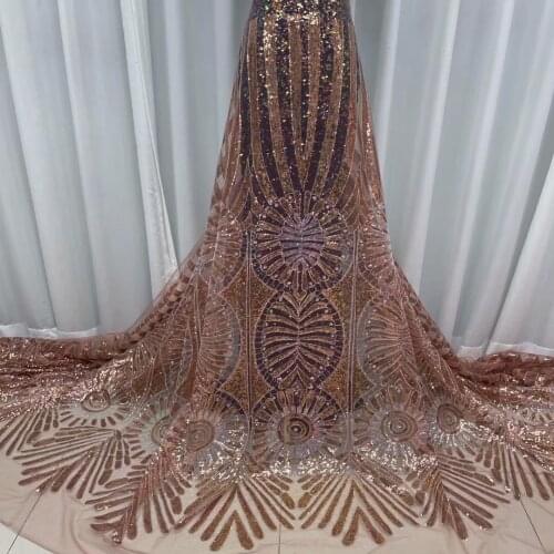 Newest Golden French Tulle Lace Fabric Sequins 3D Emroiderey African Mesh Lace Fabric High Quality Sequins Lace For Wedding