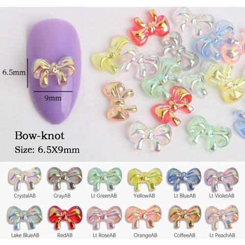 New 3D Bow-Knot Resin Rhinestone 6.5X9mm Mix color AB DIY nail art decoration supplies