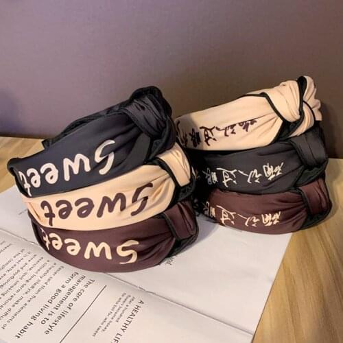 Korean Letter Solid Knot Headband Bezel National Style Turban Girls Fashion Headwear Women Hairband Ladies Hair Accessories
