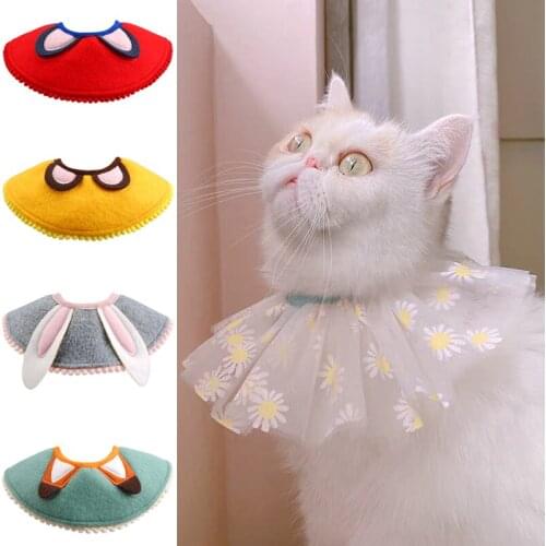 Wholesale Pet Accessories for Small Dogs Cats Sweet Flower Puppy Cat Bibs Bandanas Katten Gotas Saliva Towel Mascotas Supplies