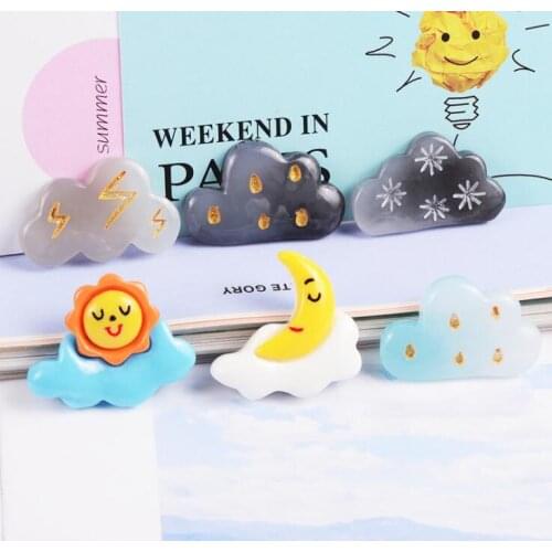 10pcs/pcs Resin kawaii sun moon clouds charms flatback cabochon decoration fittings DIY pendant jewelry making material