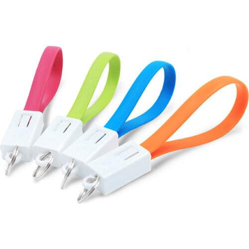QICHSHJIN Portable 3in 1 USB Cable Mini Keychain Micro USB Type C Fast Charger Data Sync 2A Travel Short Cables Charging Cable