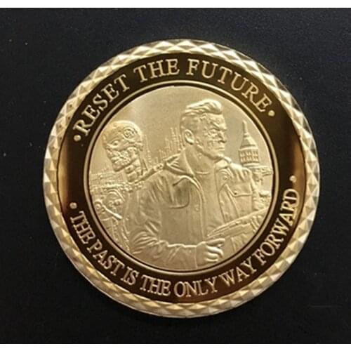5 pcs The hollywood movie Terminator reset the future Schwarzenegger hero and robot gold plated 40 mm souvenir decoration coin