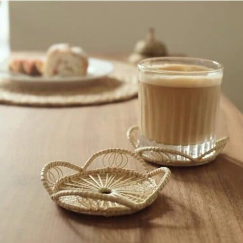 Protector Sartenes Handmade Rattan Small Petal Coaster Potholder Dessert Plate Bamboo Mat For Baking And Cooking Photo Props