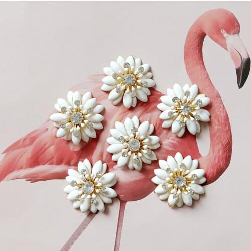 5pcs/lot Alloy Drop Oil Sunflower Metal Buttons Diy Hair Accessories Sun Flower Bridal Headwear Material Decorative Buttons