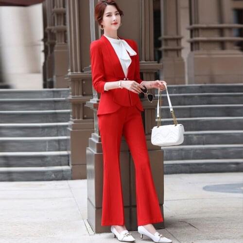 Occupation Office Lady Wear Women Elegant Pan Suits Formal Ol Hotel Reception Pant Suits Woman Beauty Salon Office Suits Work