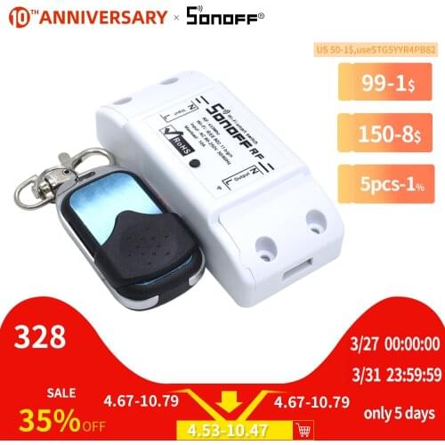 SONOFF RF Receiver Wifi Wireless Light Switch Remote 433mhz Control With 433 Controller Smart 10A 220V Support Google Home Alexa