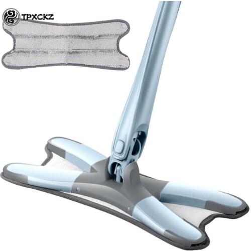 X-Type Floor Mop With 3 Replaceable Cloth Heads 360 Degree Squeeze Flat Mop Hand-Free Wash Household Lazy Mop Home Cleaning Tool