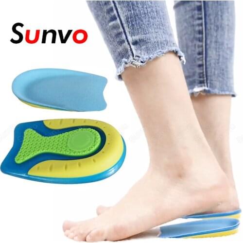 Sunvo Silicone Gel insoles for Feet Heel Spur Fascitis Plantar Pain Relief Heel Half Insoles for Shoes Inserts Height Increase