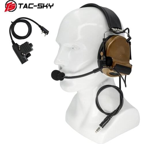 TAC-SKY U94 PTT + COMTAC II silicone earmuffs outdoor hunting sports noise reduction pickup military tactical headset CB