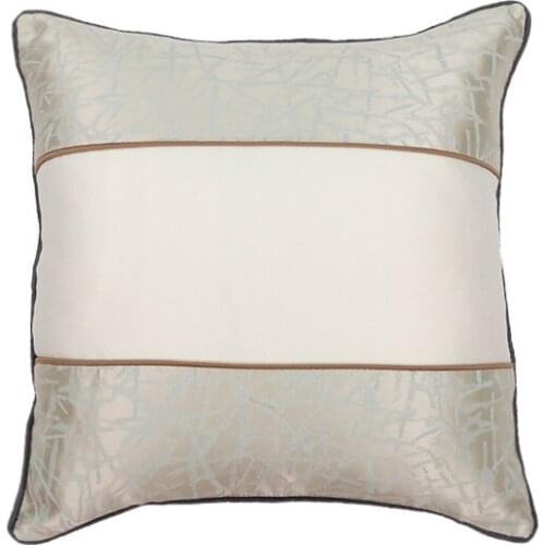 Light luxury satin elegant jacquard stitching sofa decoration cushion cover blue gray solid pillow cover bed chair pillowcase 45