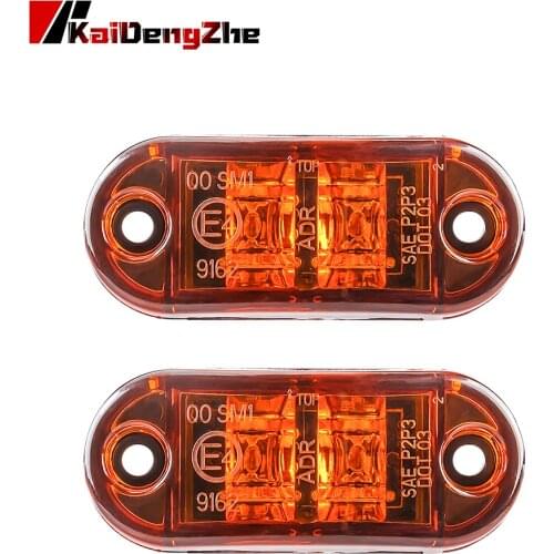 2Pcs 12V / 24V LED Side Marker Lights Car External Lights Warning Tail Light Auto Trailer Truck Lorry Lamps Waterproof Yellow