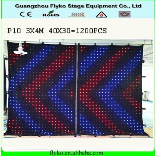 Free Shipping 3x4m P10 led video curtain srceen for stage backdrop