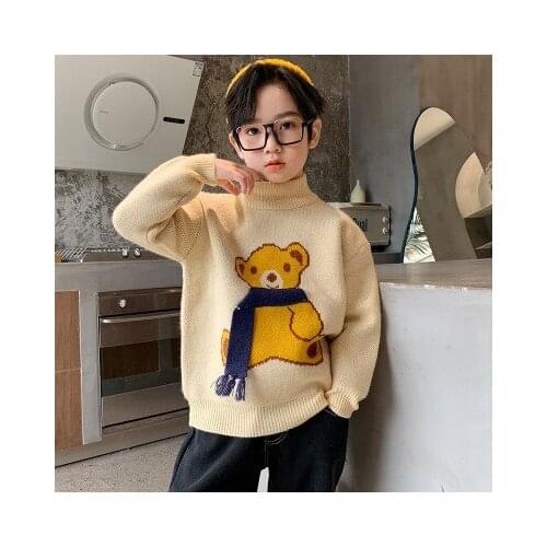 Boys Sweater Pullover 2021 New Childrens Autumn and Winter Plus Velvet Thick Sweaters Coat Baby Boys Winter Knitted Clothes