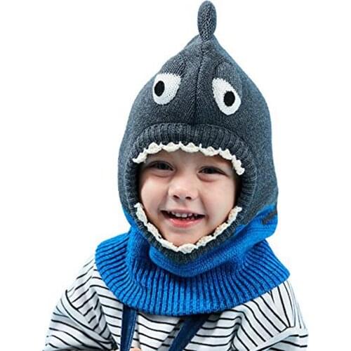 TOU Baby Boys Knit Warm Scarf Caps Toddler Girls Velvet Earflap Hats Winter Scarf Set Beanie Hats Cute Bear Ear Caps For Autumn