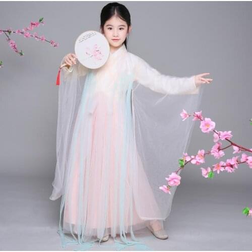 Child Traditional Fairy Costume Hanfu Ancient Princess Child Clothing Chinese Folk Dance for Kids Stage Performance Costume