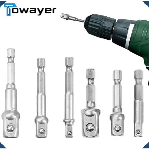 Chrome Vanadium Steel Socket Adapter Hex Shank to 1/4" 3/8" 1/2" Extension Drill Bits Bar Hex Bit Set Power Tools