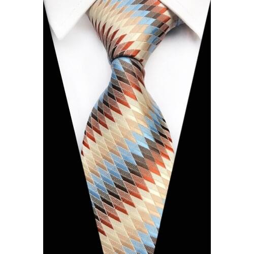 8cm Unique Designer Tie Diamond Plaids Personality Necktie for Wedding Party