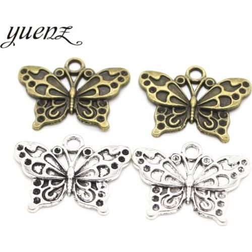 YuenZ 10pcs Metal Butterfly Charms Antique Silver color Pendant Charm For DIY Bracelet Necklace Jewelry Making 25*19mm D201