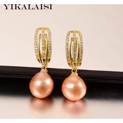YIKALAISI 925 Sterling Silver Jewelry Pearl Earrings 2020 Fine Natural Pearl jewelry 10-11mm Earrings For Women wholesale