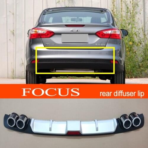 Focus 12-18 Sedan ABS Plastic Silver / Black Car Rear Bumper Rear Diffuser Spoiler Lip for Ford Focus 2012-2018 Sedan