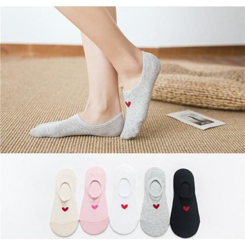 ZDL-109 5 Colors Cute Womens Silicone Anti-slip Love Heart Cotton Socks 10pairs