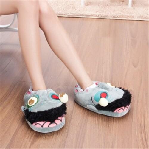 Womens Winter Indoor Floor Slippers Cute Home Warm Cotton Shoes Ladies Cartoon Animal Plush Slides Bread Fat Sneakers EU35-42
