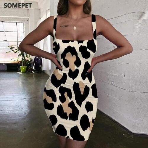SOMEPET Leopard Dress Women Tiger Bodycon Dress Cheetah 3d Print Harajuku Vestido Sexy Womens Clothing Club Short Korean Style